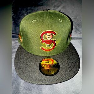 New Era 59Fifty Chicago White Sox Throwback Logo Men’s Olive Fitted Hat Size 7 1
